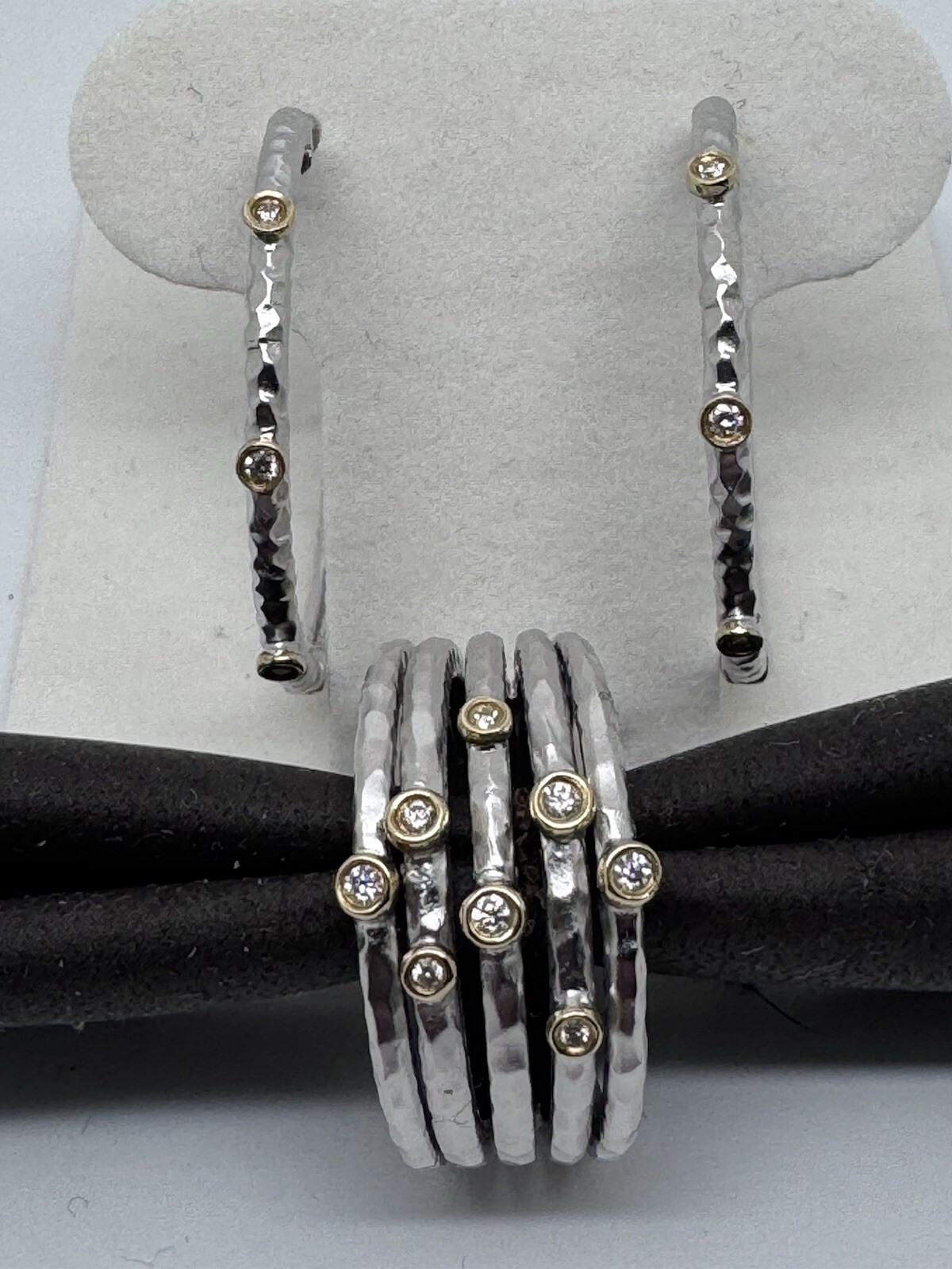 Gabriel & Co – Sterling Silver and 18k Gold Ring and Earring Set