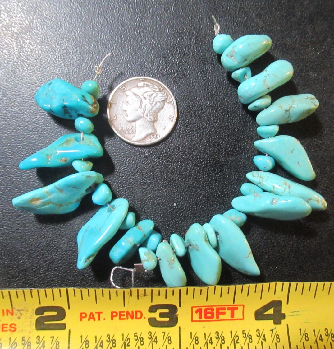14 KINGMAN TURQUOISE PENDANTS 8 X 6mm to 20 X 10mm & 15 SM NUGGETS 85tcw #857