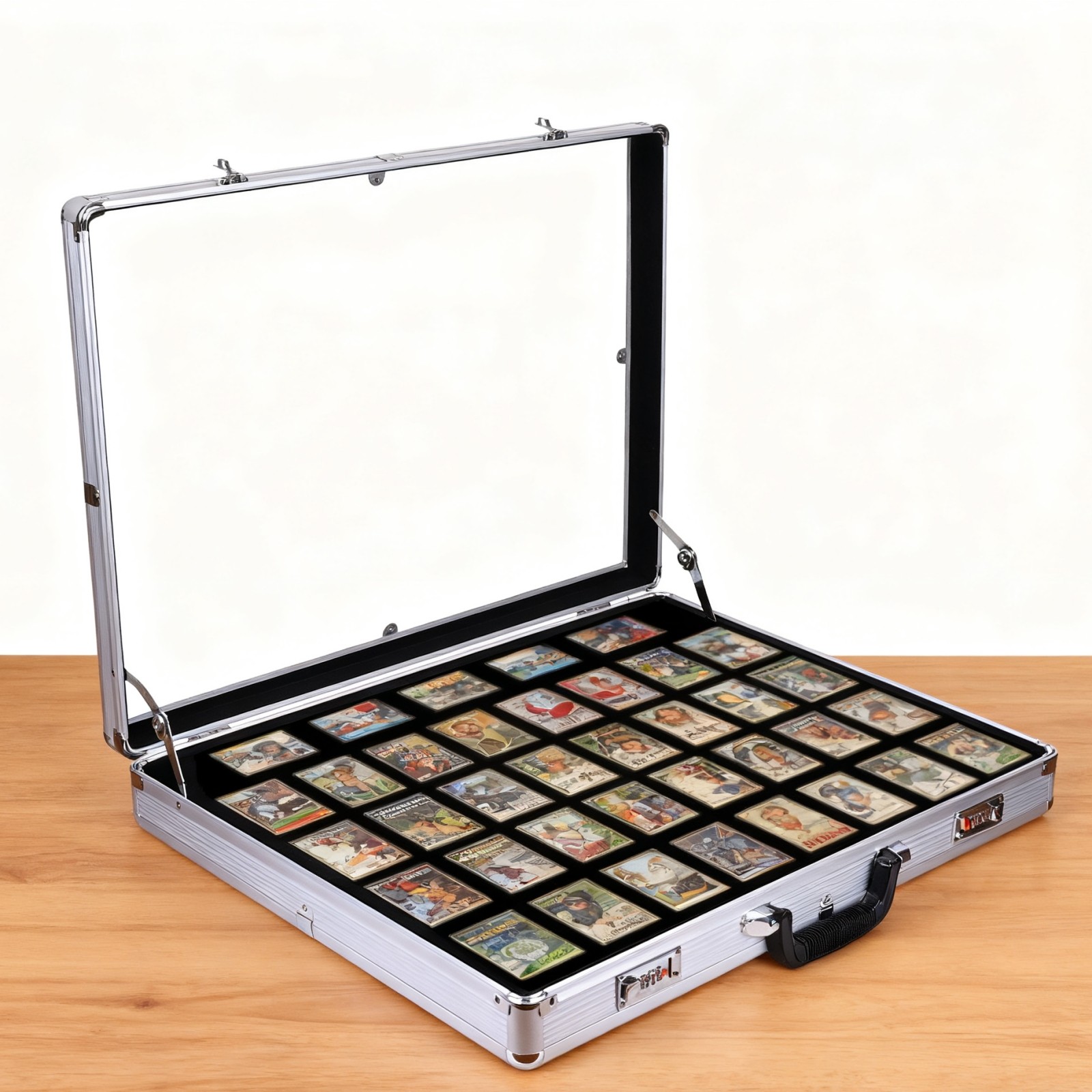 XL Lockable Aluminum Card Display Box Acrylic Trade Showing Case for TCG Jewelry