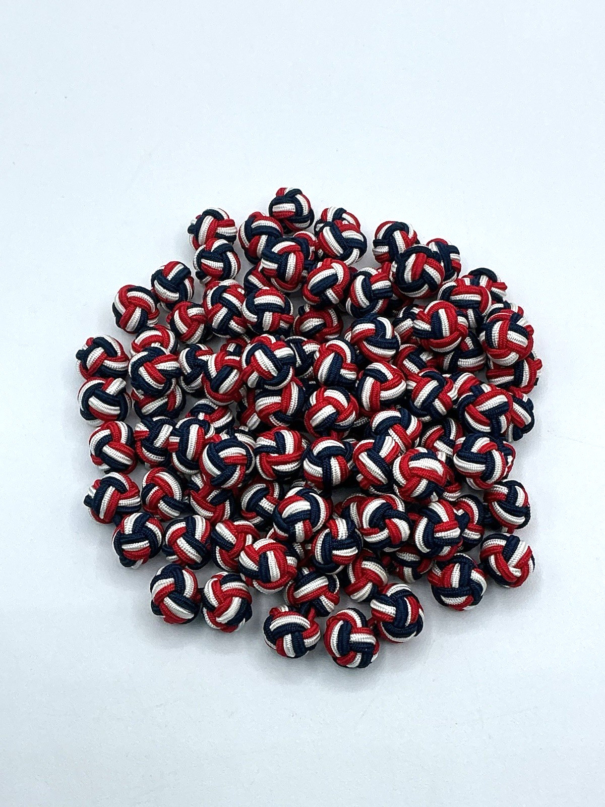 Fabric Silk Knot Shirt Cufflinks Navy Blue Red White Lot of 50 (25 Pairs) Formal