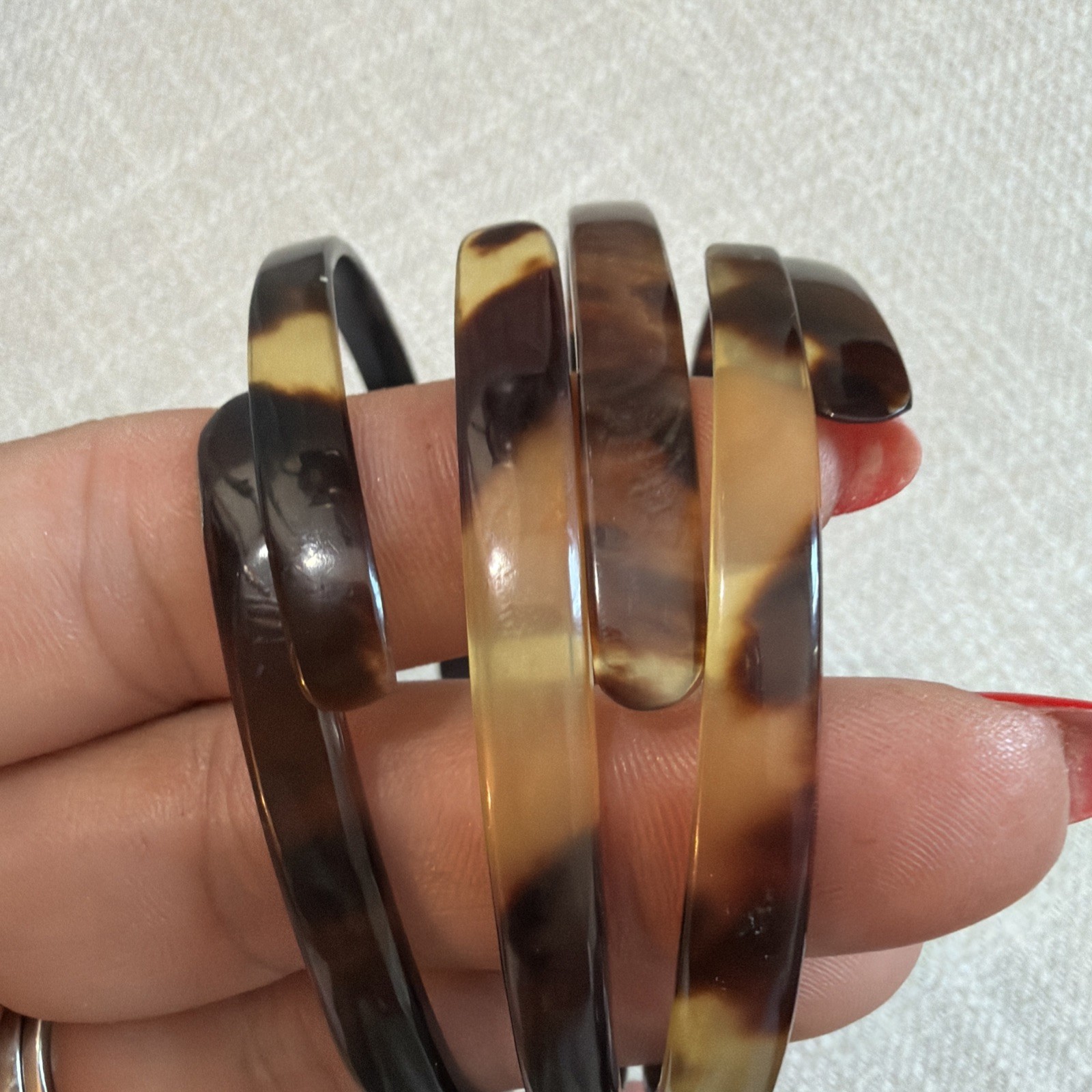 VTG 3 FAUX TORTOISE SHELL SET BRACELET ESTATE FIND RARE adjustable