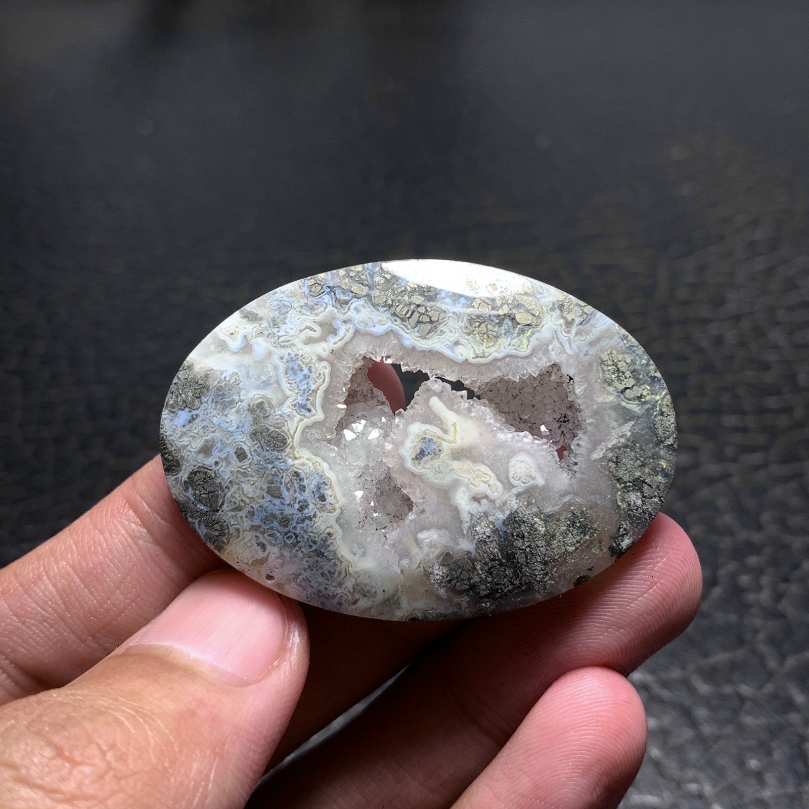 Marcasite Agate Cabochon 45x32x6mm High Quality 65.5 ct