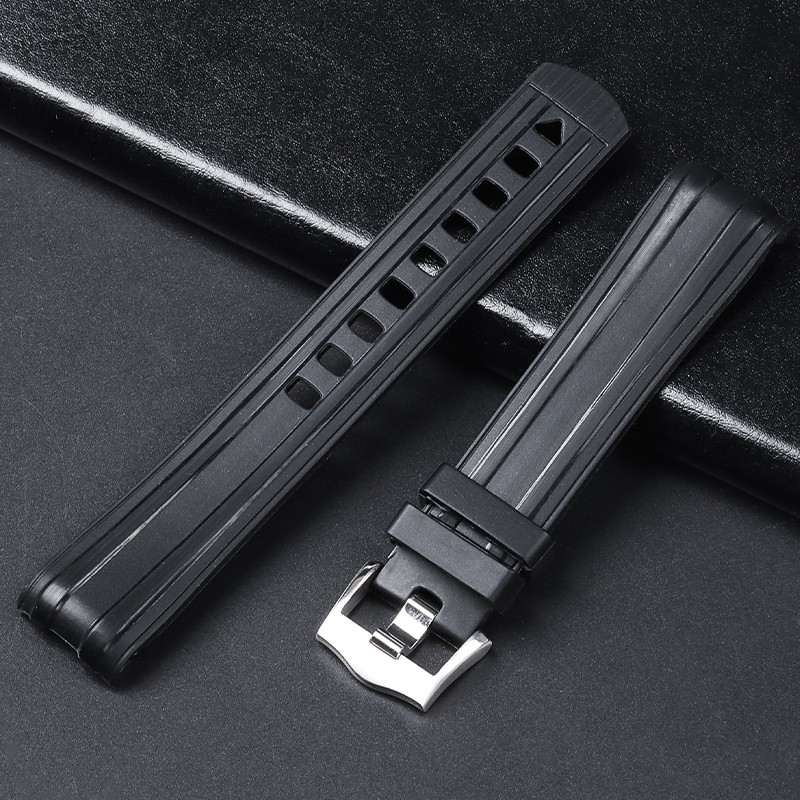 Curved End 20mm Rubber Strap for Omega Seamaster 300 Replacement watch strap