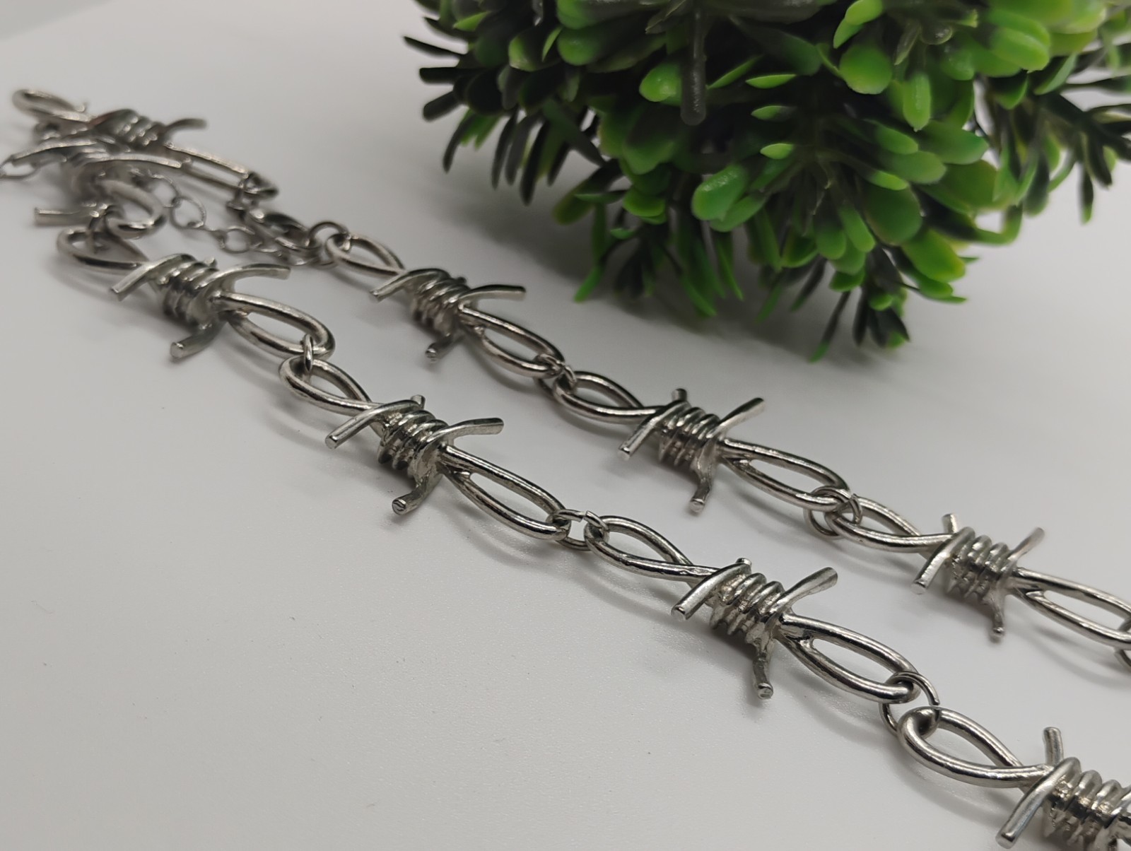 Punk Rock Emo Gothic Biker Silver Barbed Wire Bramble Chain Choker Necklace