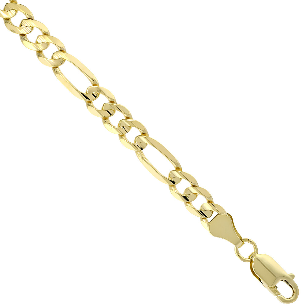 10K Solid Yellow Gold Figaro Chain Necklace Bracelet 2.5mm ~ 9mm / 16″ ~ 30″