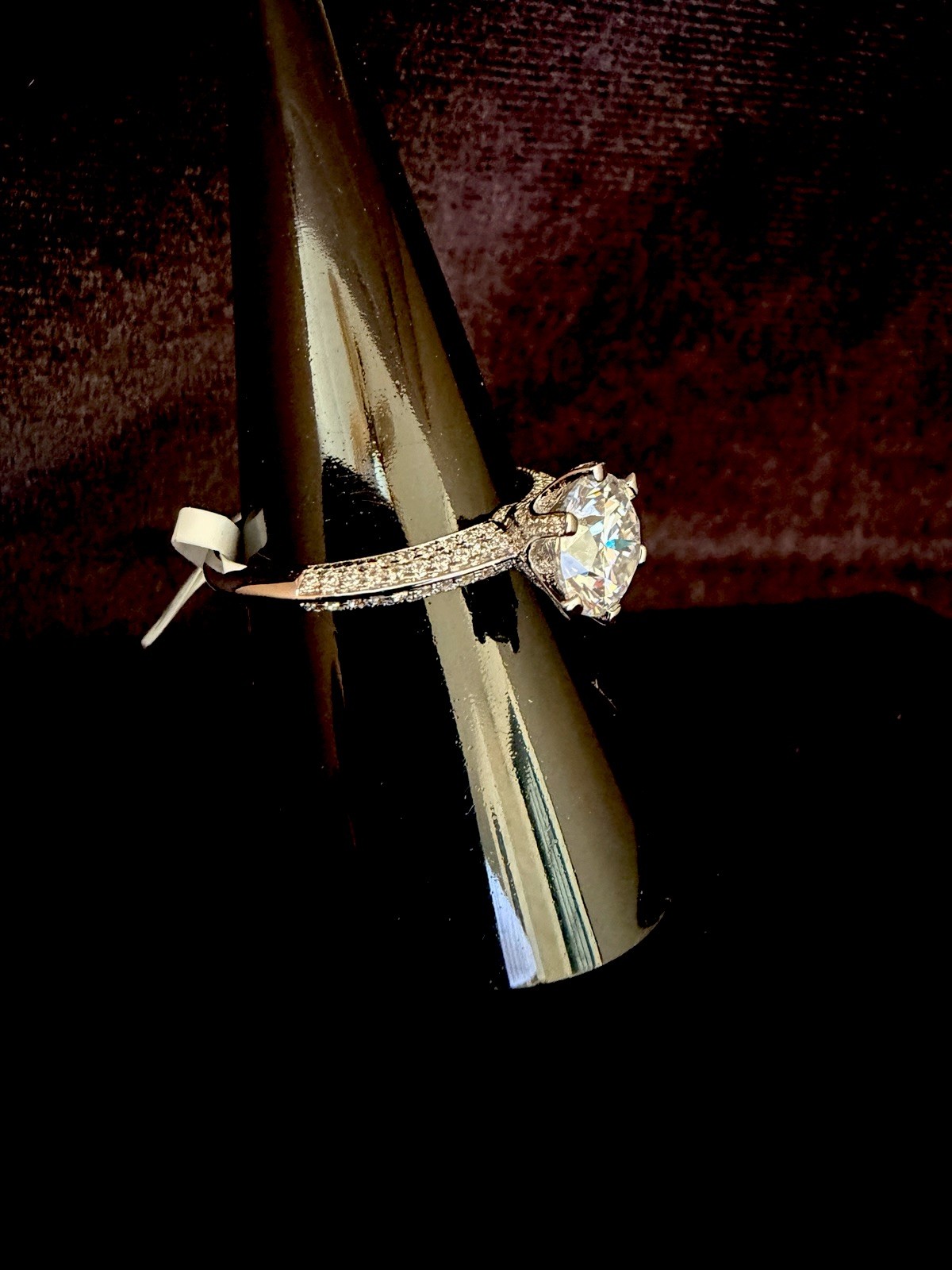 GRA 1.5ct Round D White Moissanite Prong Pavé Engagement Ring 14k WG Filled Sz 9