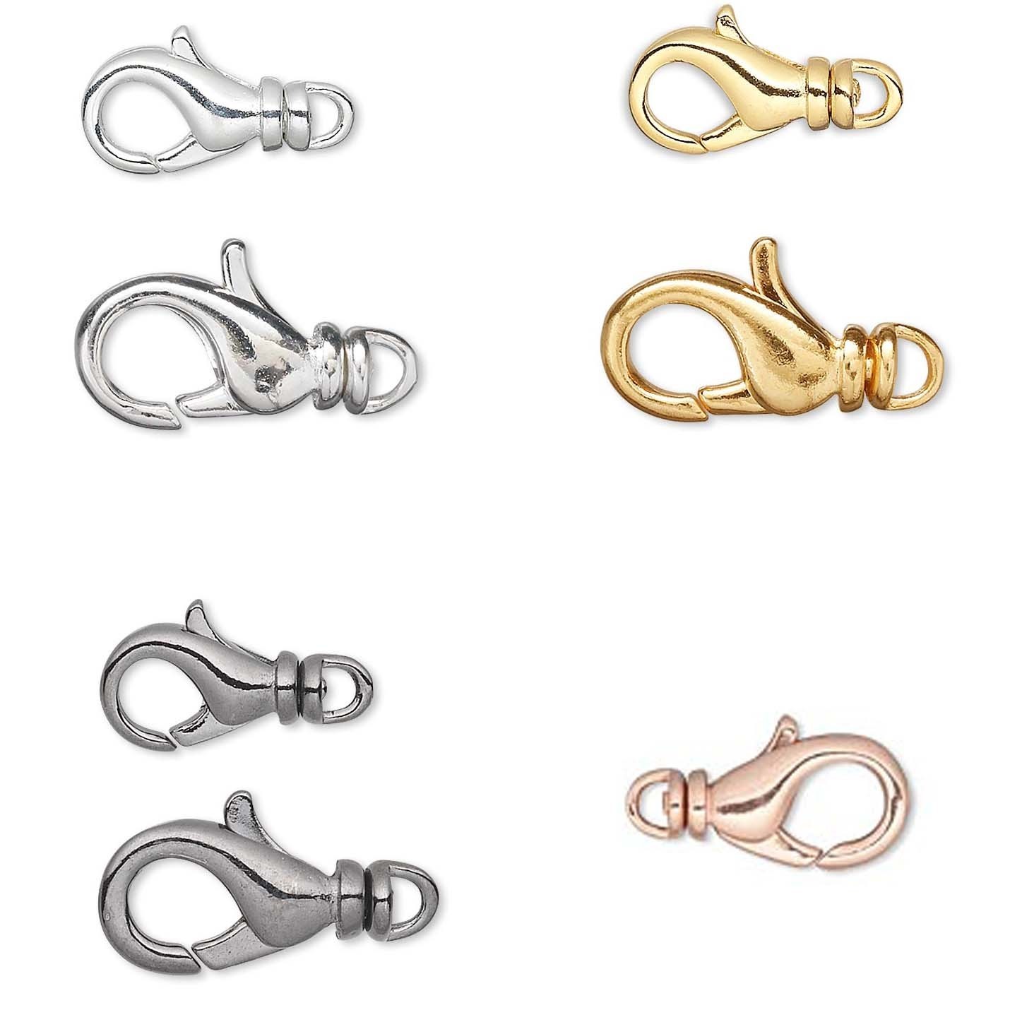 Lobster Claw Clasp With Swivel for Jewelry Sizes Small – Big Plated Brass Metal