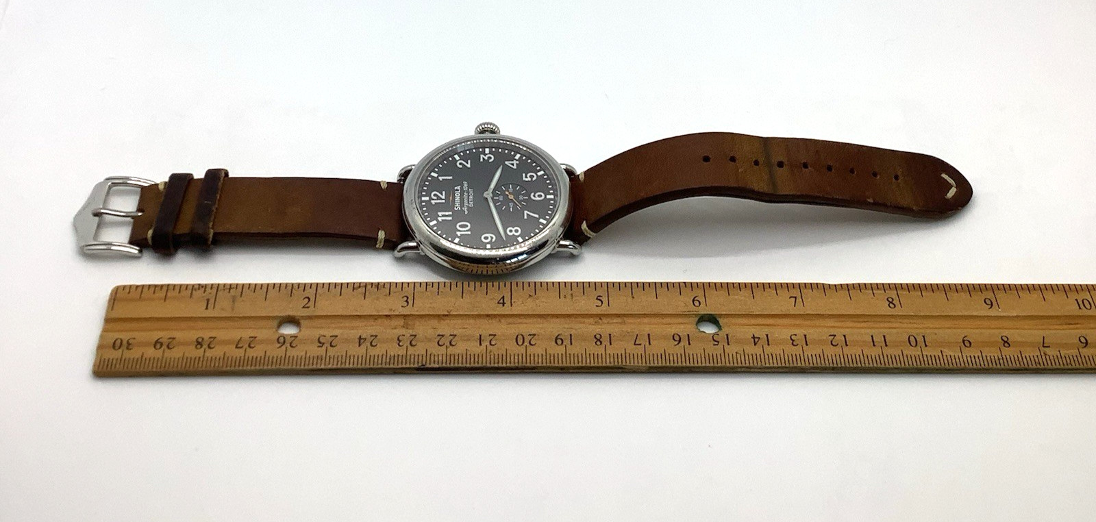 Shinola Argonite-1069 The Runwell Watch Brown Leather Band Not Ticking, As Is