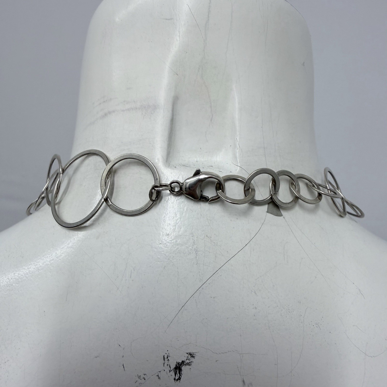 Sterling Circle Round Chain Links Necklace Hallmarked 45 Grams 42 1/2″ Long