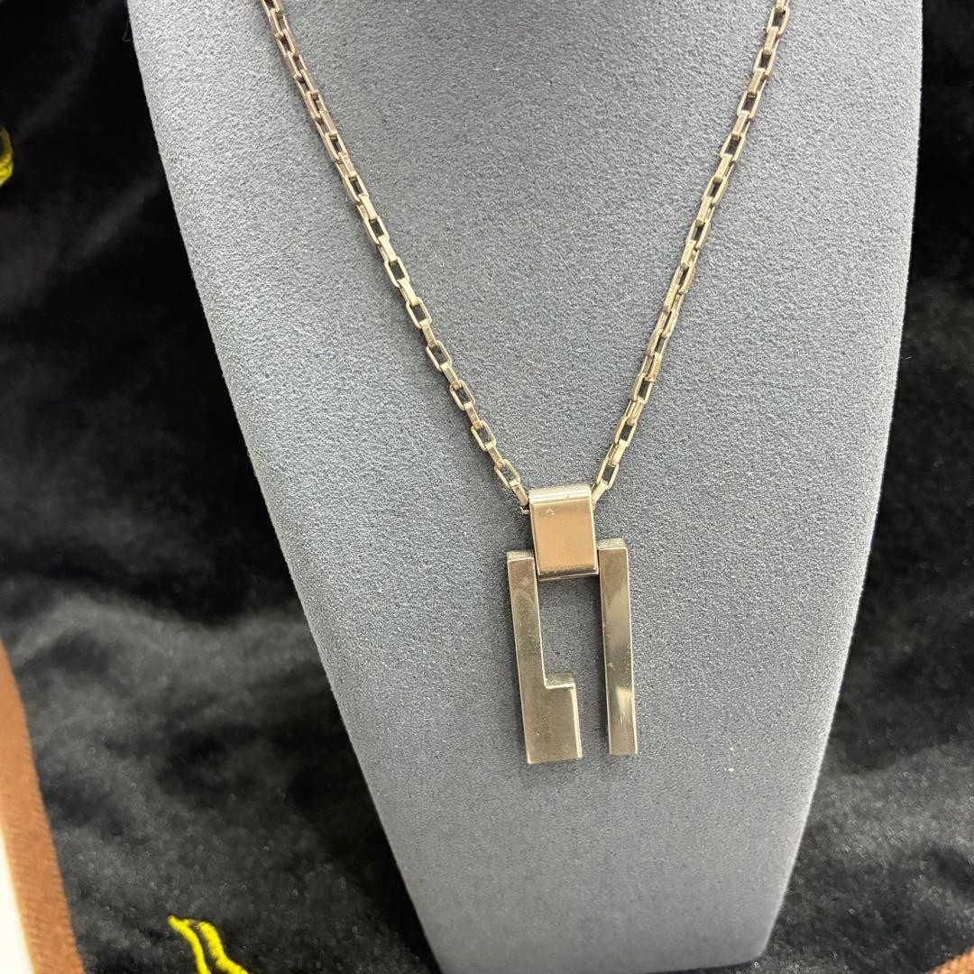 GUCCI G Logo Plate Necklace, Silver 925, Stamped