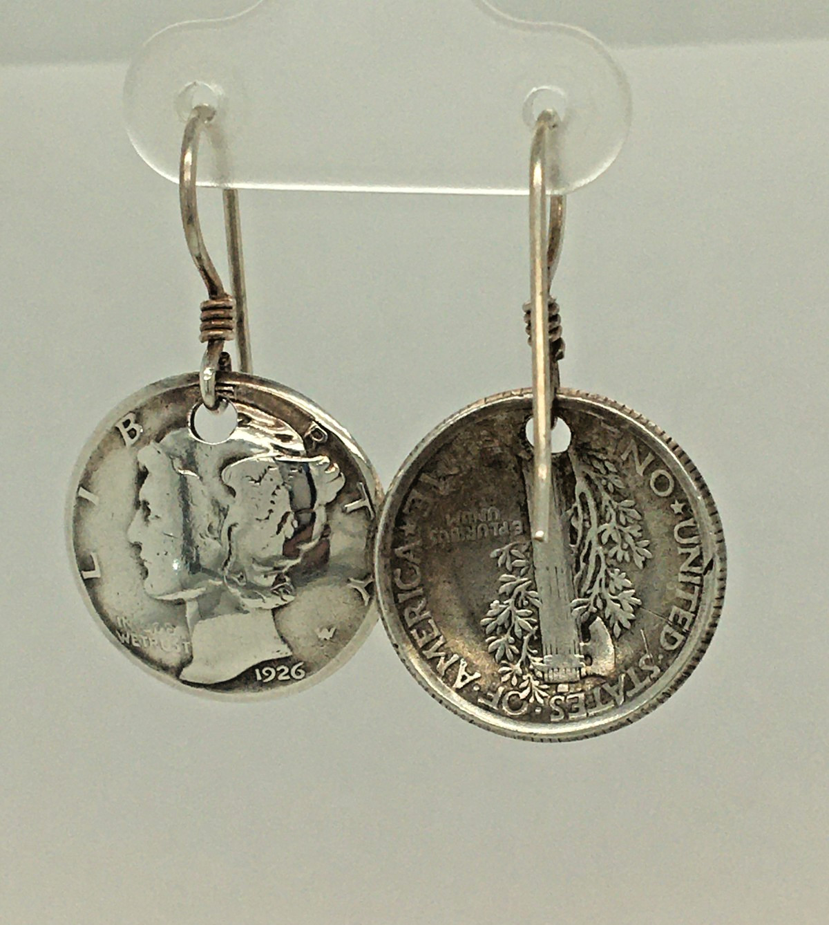 Vintage Mercury Dime Earrings 900 Silver