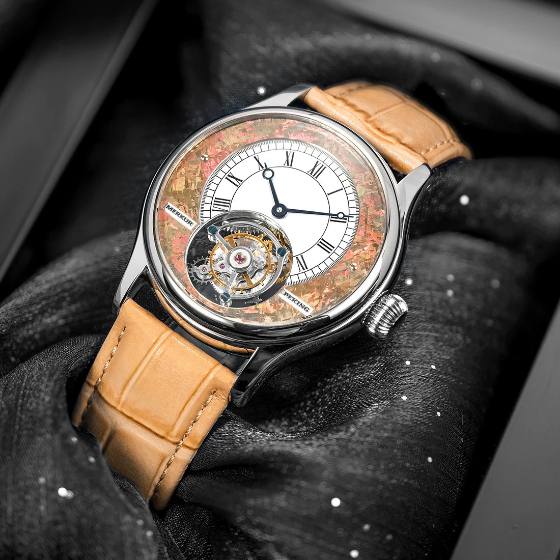 Merkur Tourbillon Watch High Frequency Coaxial Sapphire Mechanical Wristwatch