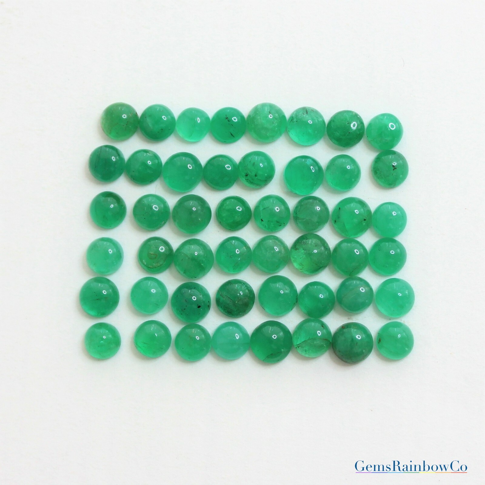 Zambian Emerald Cabochons, Natural loose Round gemstone in sizes 2 & 7mm| #868
