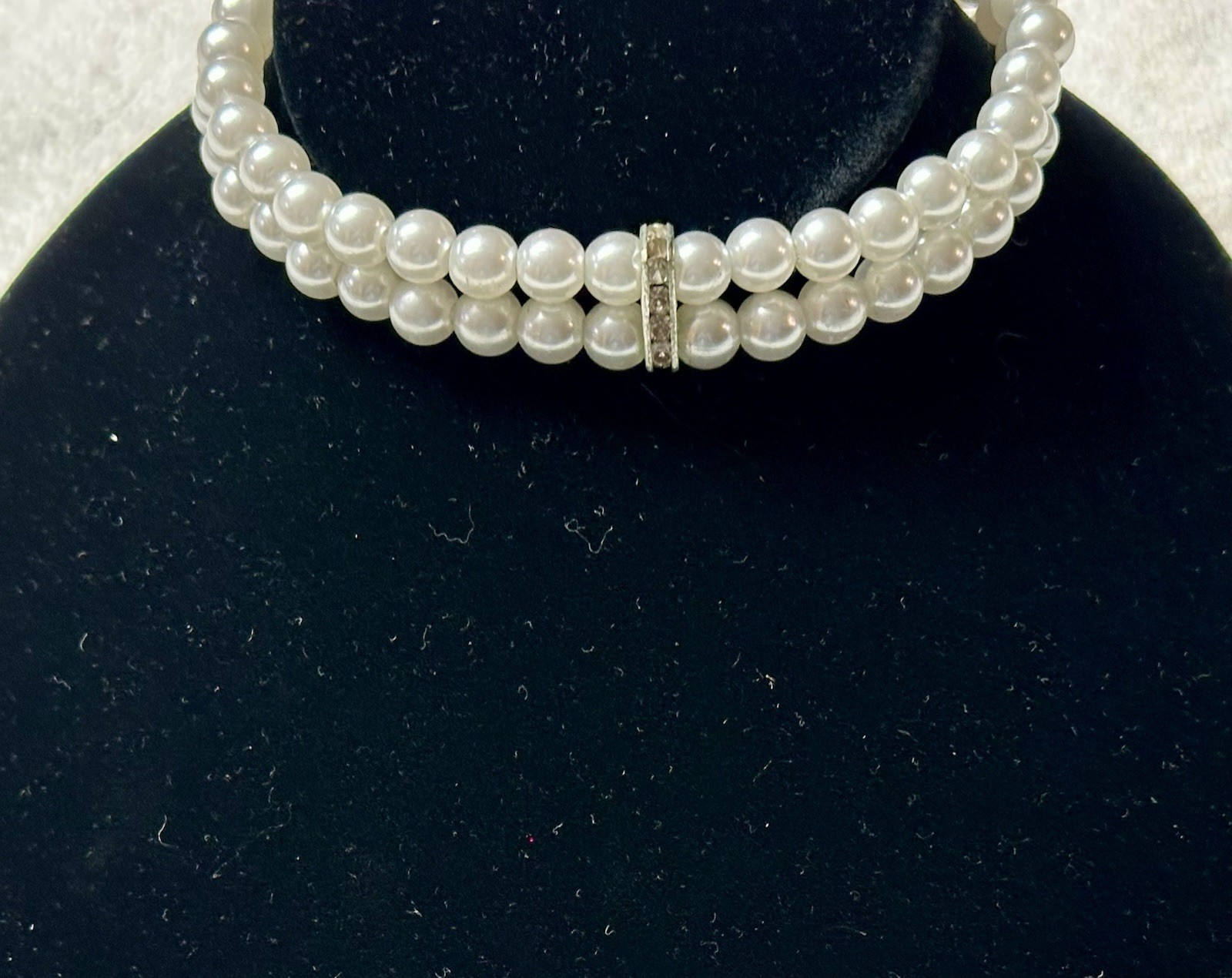 2 Strand Faux Pear Choker Necklace n885