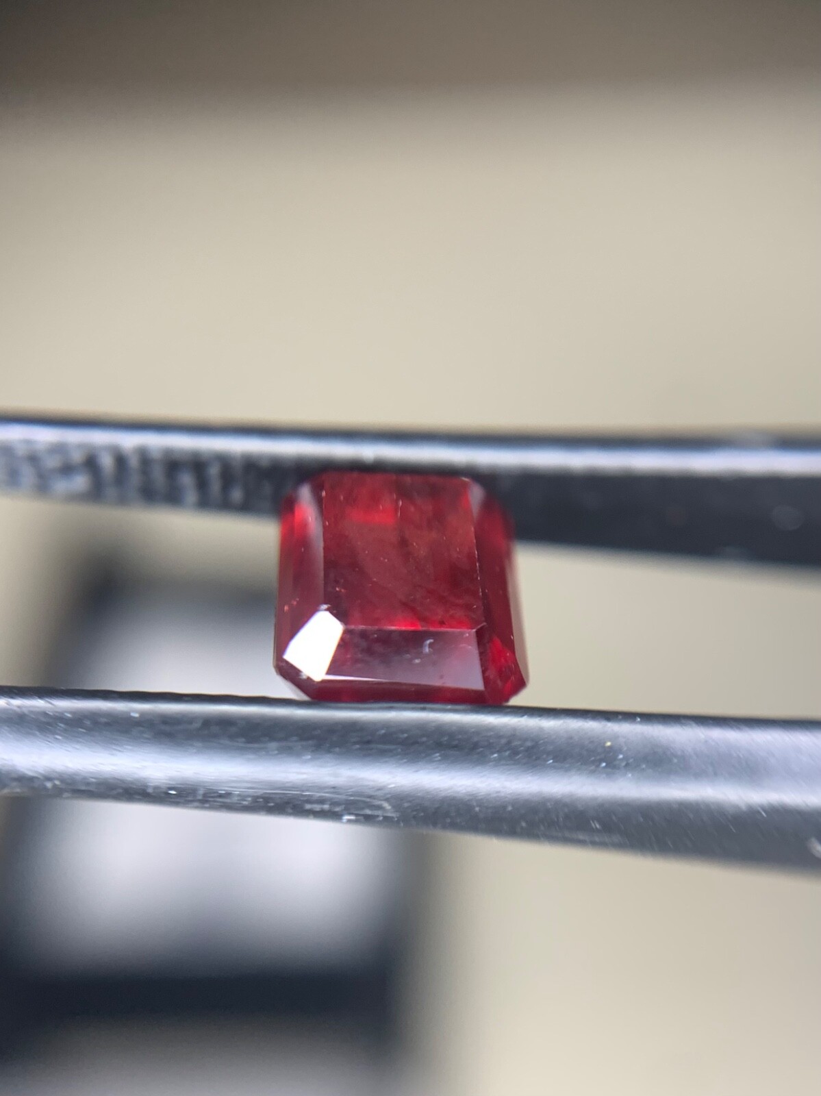 2.40 Carats Vivid Red Rhodolite Garnet Africa Emerald Cut Loose Gemstone