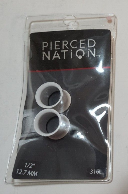 Spencers Pierced Nation Ear Gauges White Tunnel 1/2″ 12.7MM 316L Brand New