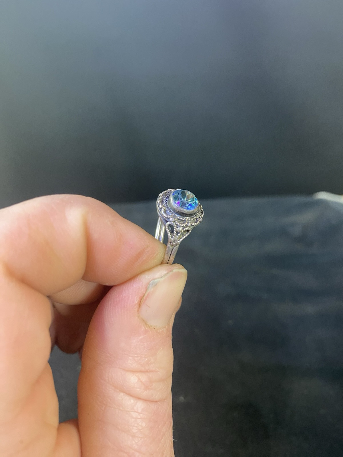 Arts & Crafts Zircon (?) Ring Sterling. Currently size 7. Not stamped or Signed