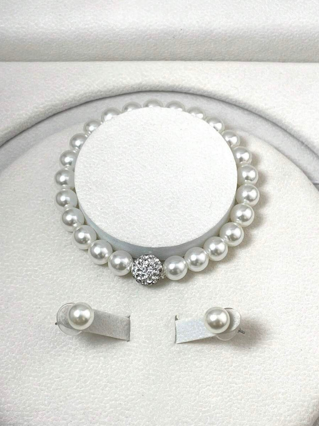 3 Pcs Pearl Jewelry Sets for Women Faux Pearl Necklace Bracelet Earrings Set USA