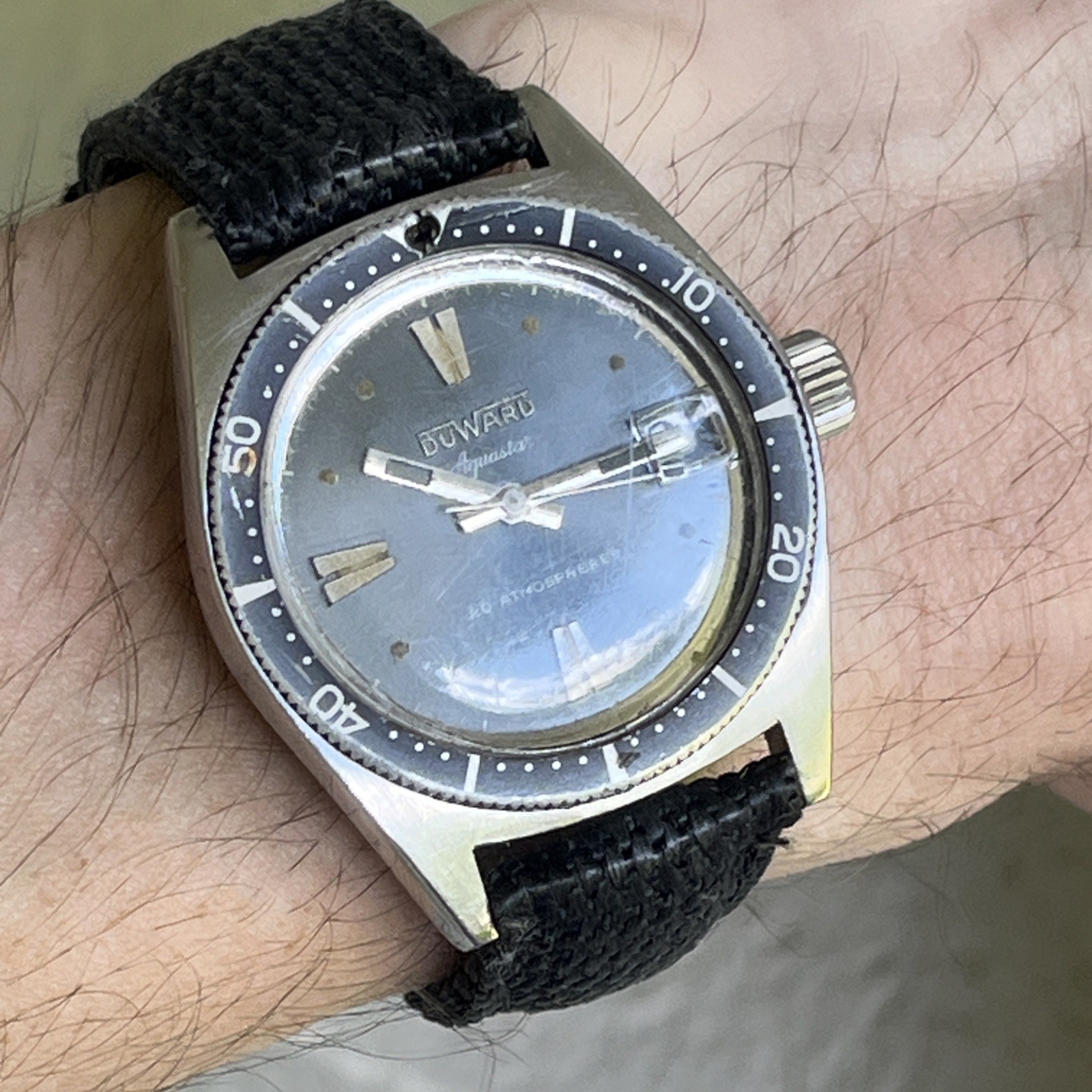 DuWard Aquaastar Diver Super Compressor Date Ref. 1903 7-68 Vintage Skin Diver