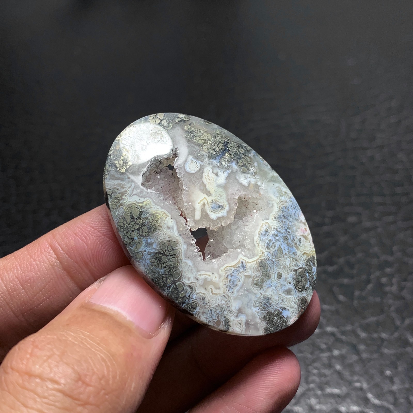 Marcasite Agate Cabochon 45x32x6mm High Quality 65.5 ct