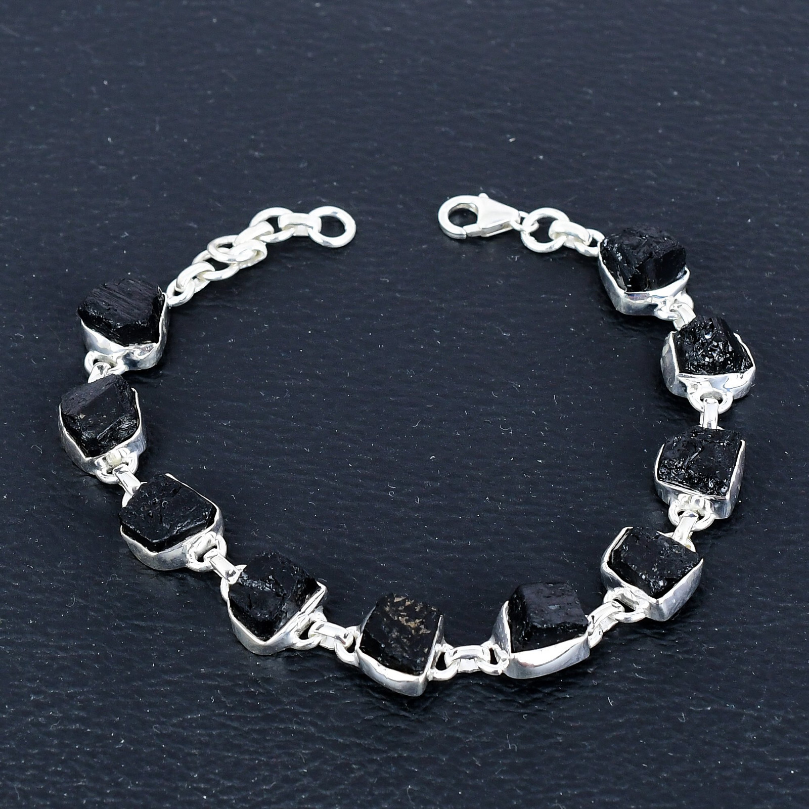 Black Tourmaline Gemstone 925 Sterling Silver Hadnmade Bracelet Jewelry Gift For