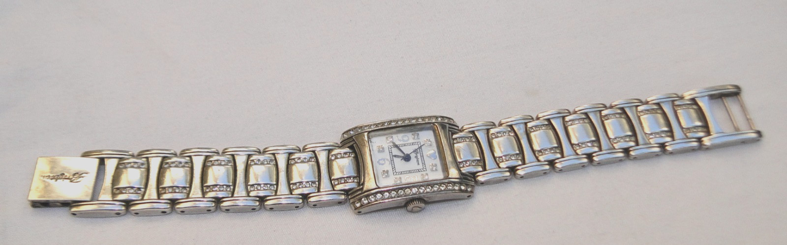 Brighton Turin Silver & Crystal Fold Over Closure Wrist Watch