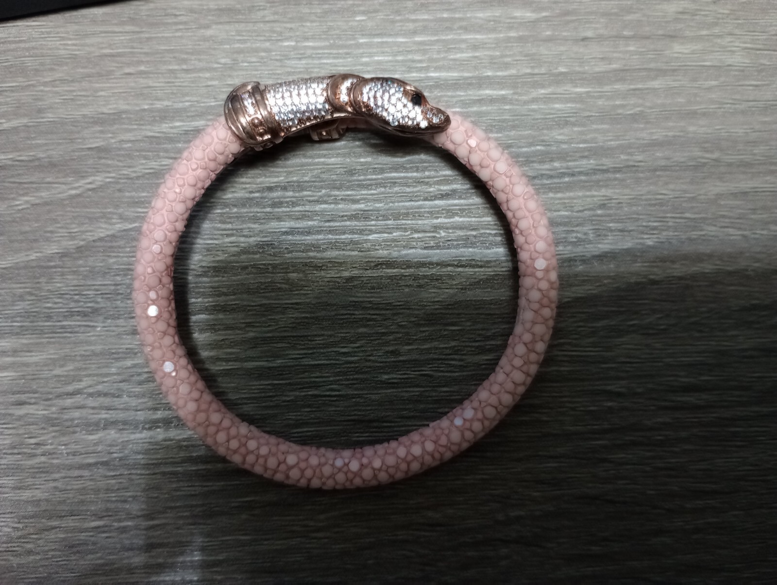 Cozmo 925 Sterling Silver Pink Stingray Leather Snake Bracelet 6″ Free Shipping