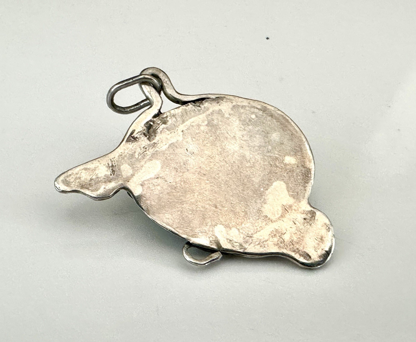 Sterling Silver 925 Abstract Turquoise Vintage Modernist Retro Pendant Handmade