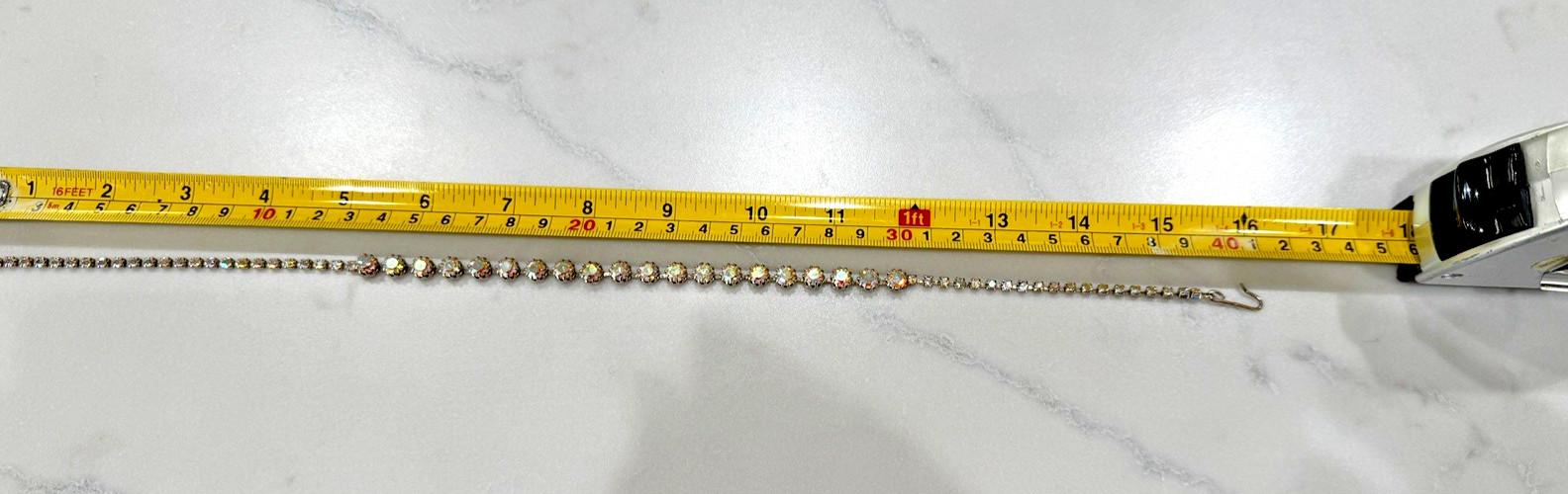 Vintage 1960s Aura Borealis Rhinestone 16″ Choker, Iridescent Crystal stones