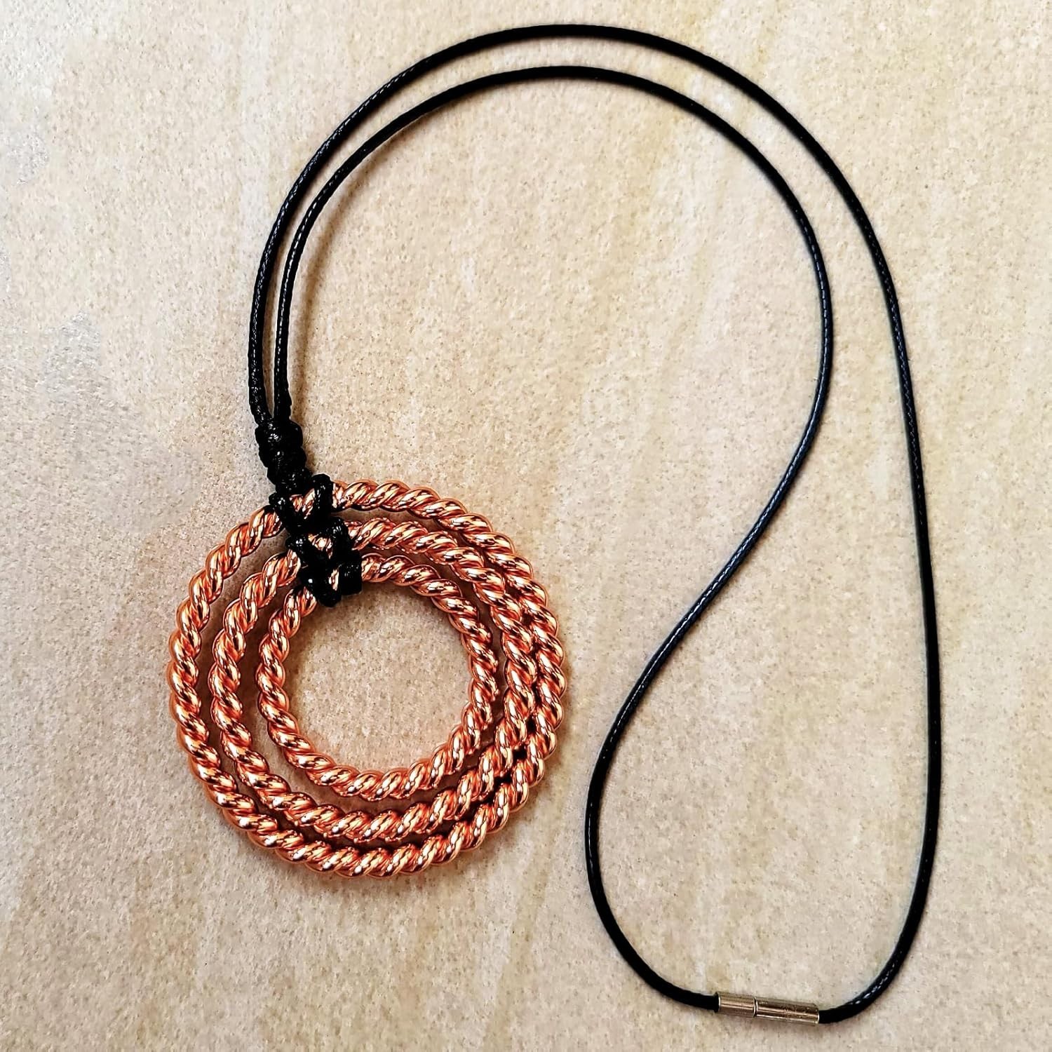 3 Ring Cubit Tensor Pendant – Energizing Copper Amulet for Spiritual Awakening