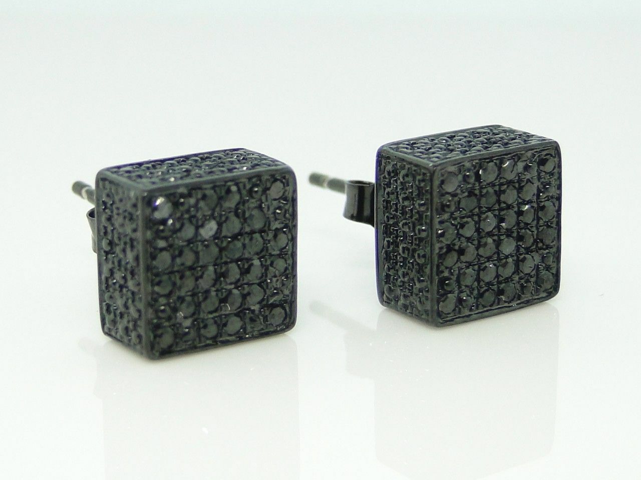 0.4ct Lab-Created Moissanite Ice Cube Cluster Stud Earrings Black Gold Plated