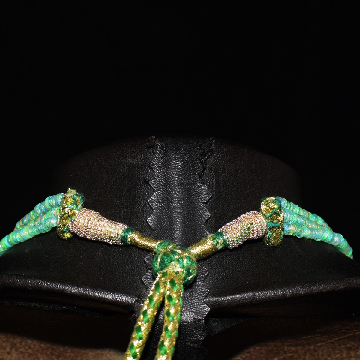 132 Cts Enhanced Amazing Flash Green Ethiopian Opal Beaded Necklace SK 23E464