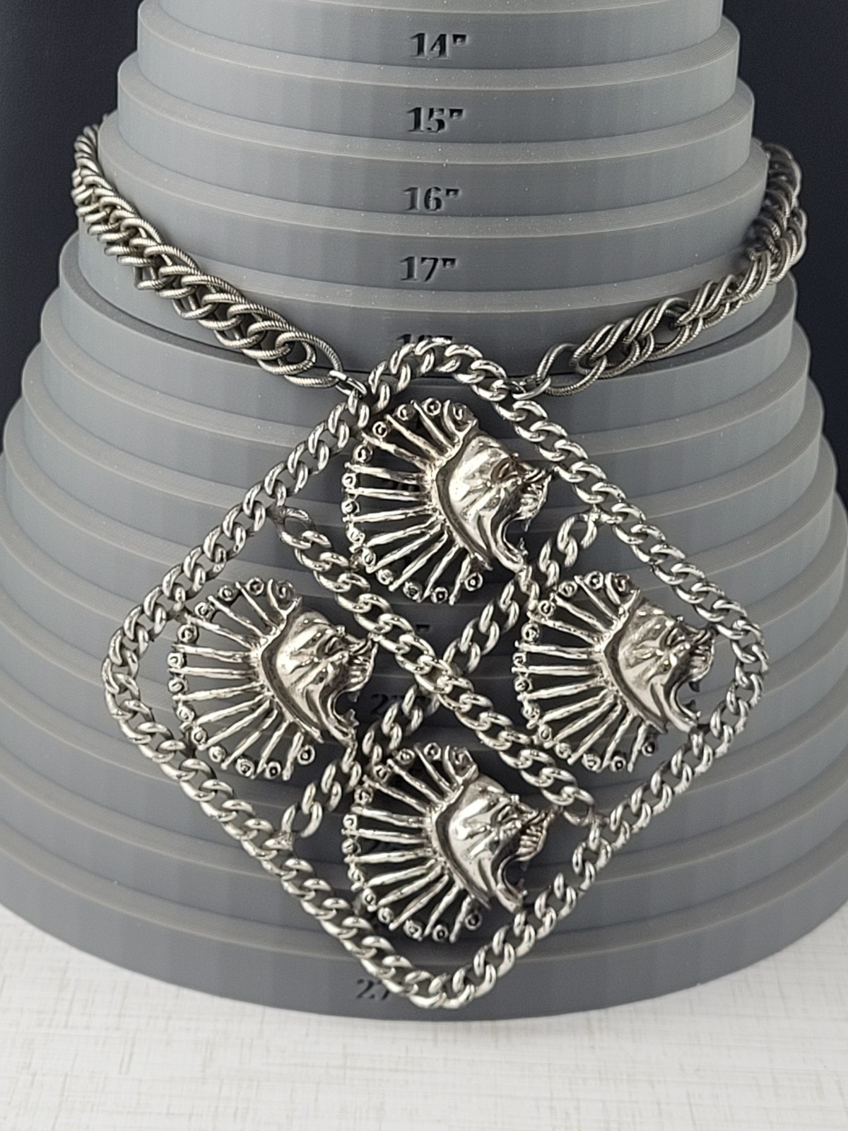 RARE MCM Tortolani Lion Pendant Choker Necklace 17″ EXTRA LARGE PENDANT 5″ READ