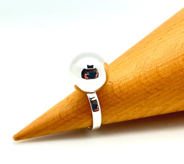 925 Sterling Silver Sphere Ring Handmade Sterling Ball Women Ring All Size SR533