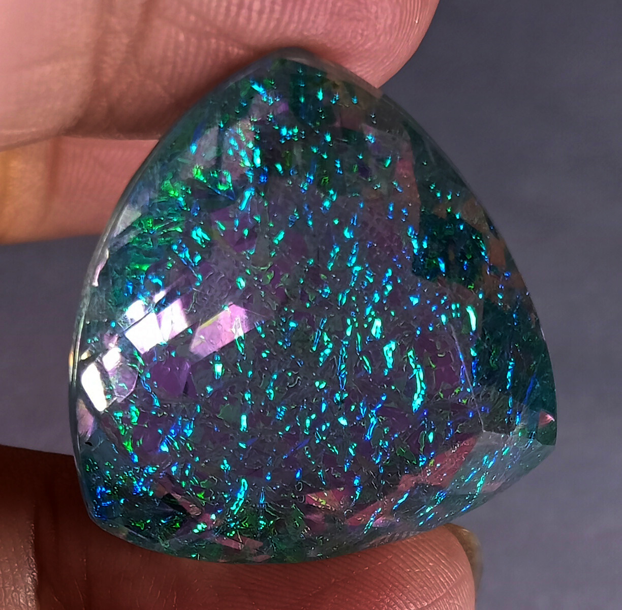 Natural Monarch Fire Opal Doublet Trillion Certified 58.55 Ct Loose Gemstone