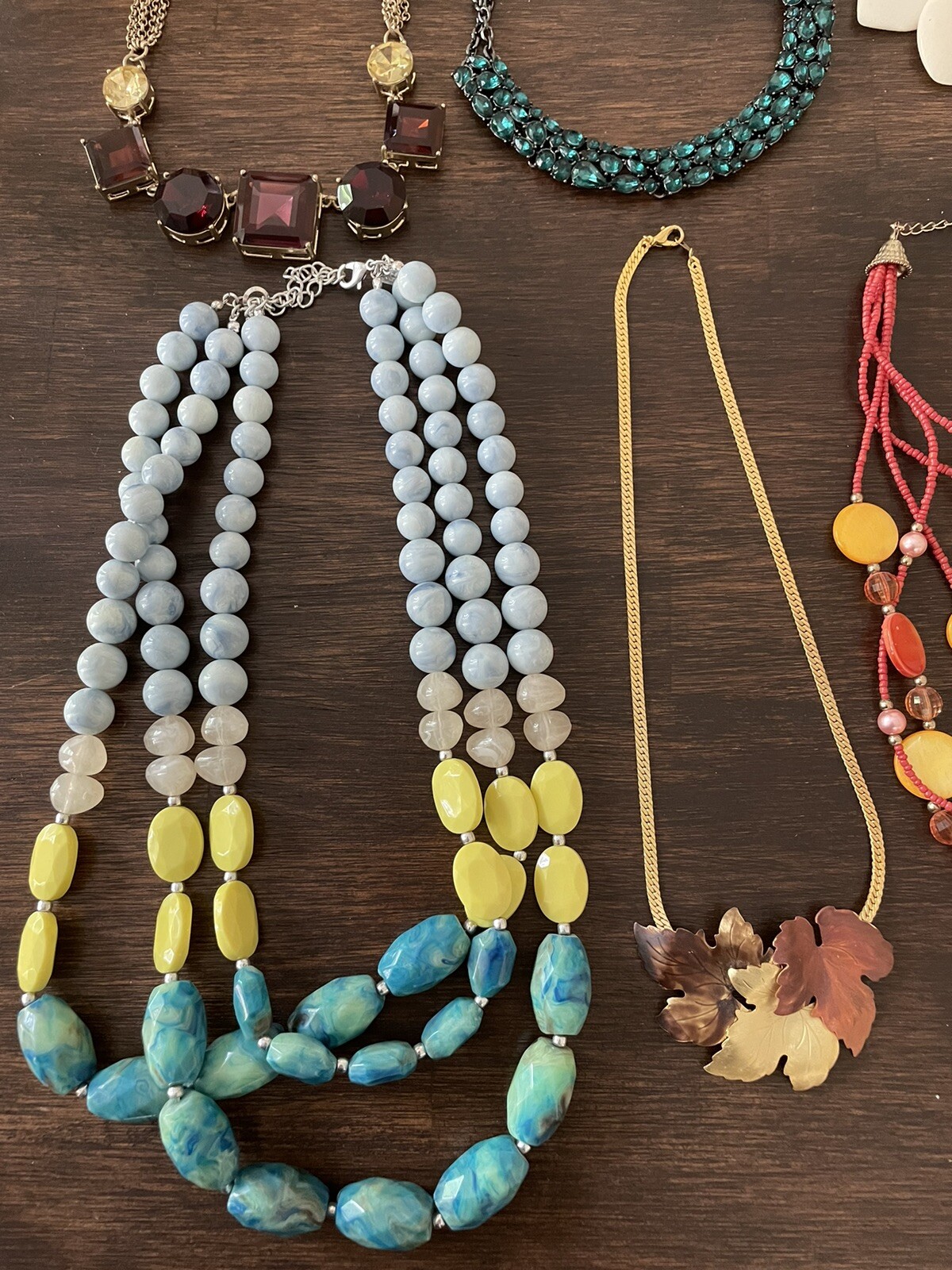 Lane Bryant Fashion Necklace Lot of 8 Jewels Ivory Brown Green Turquoise Orange