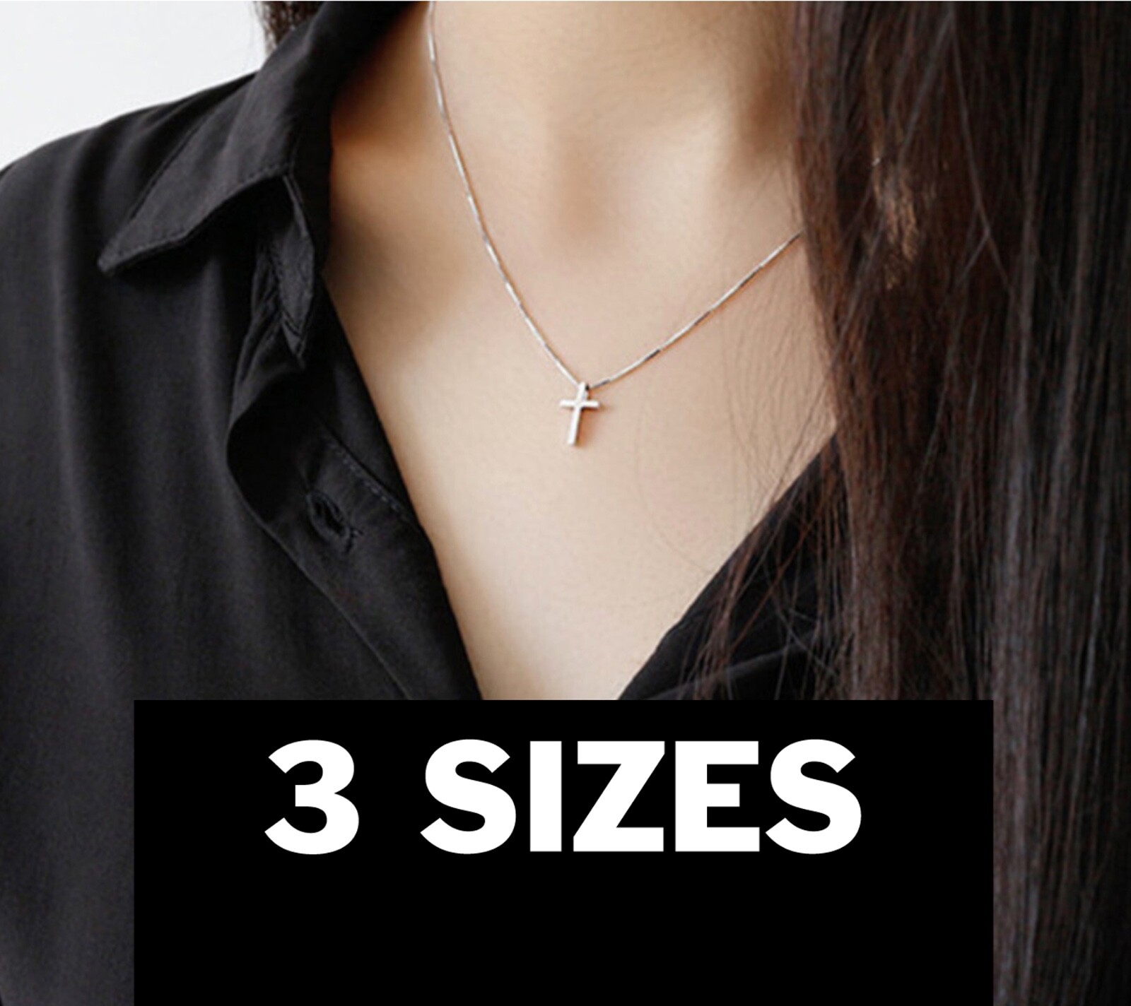 Sterling Silver 925 Small Tiny Plain Cross Pendant Necklace Womens