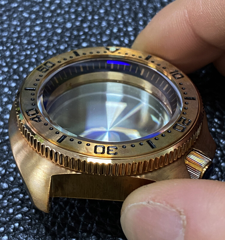 46mm Solid Bronze Diver Watch Case Sapphire 20BAR Fit NH35 NH36 Movement
