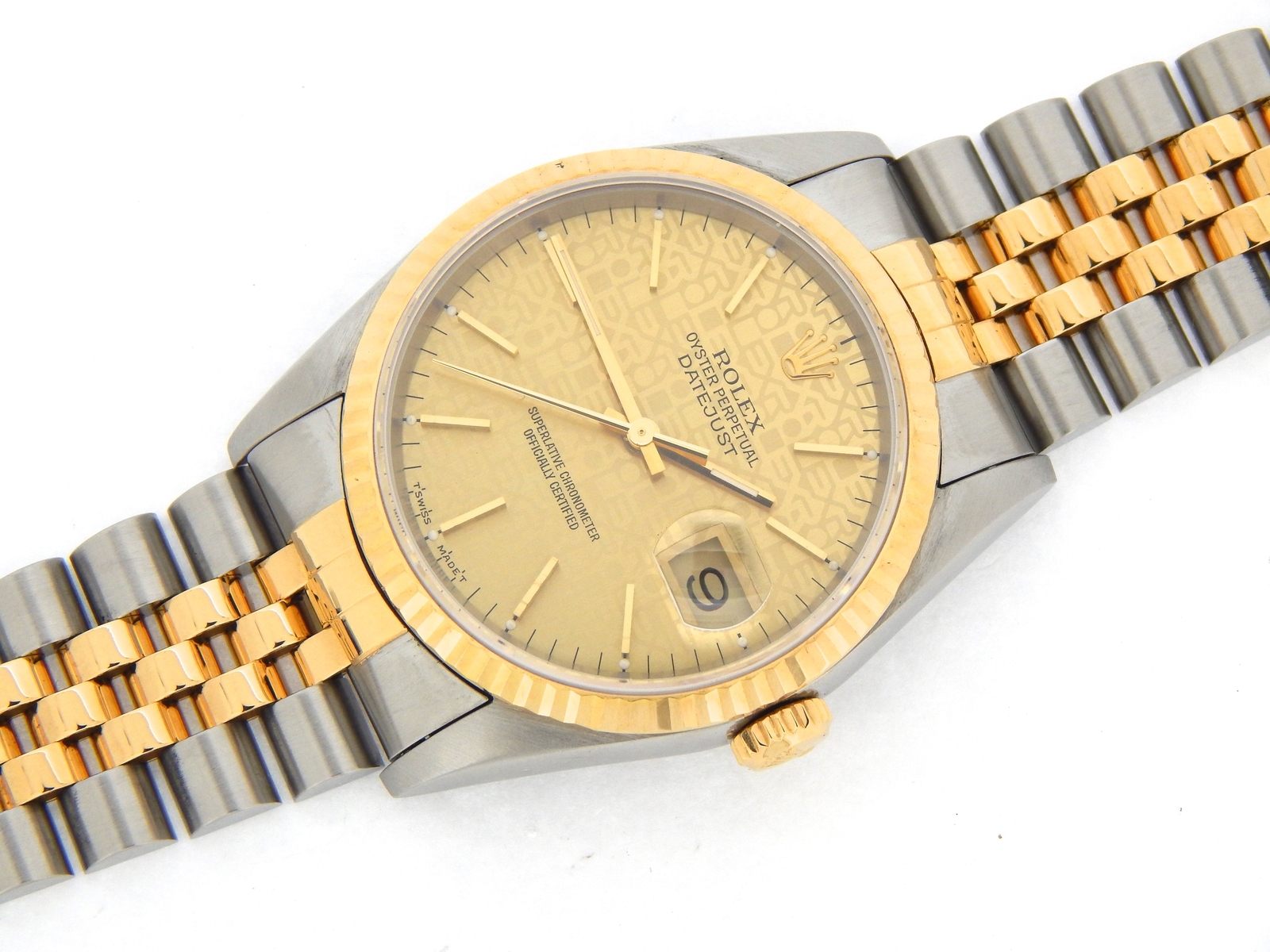 Mens Rolex 2Tone 18k Gold Stainless Steel Datejust Watch Anniversary Dial 16233