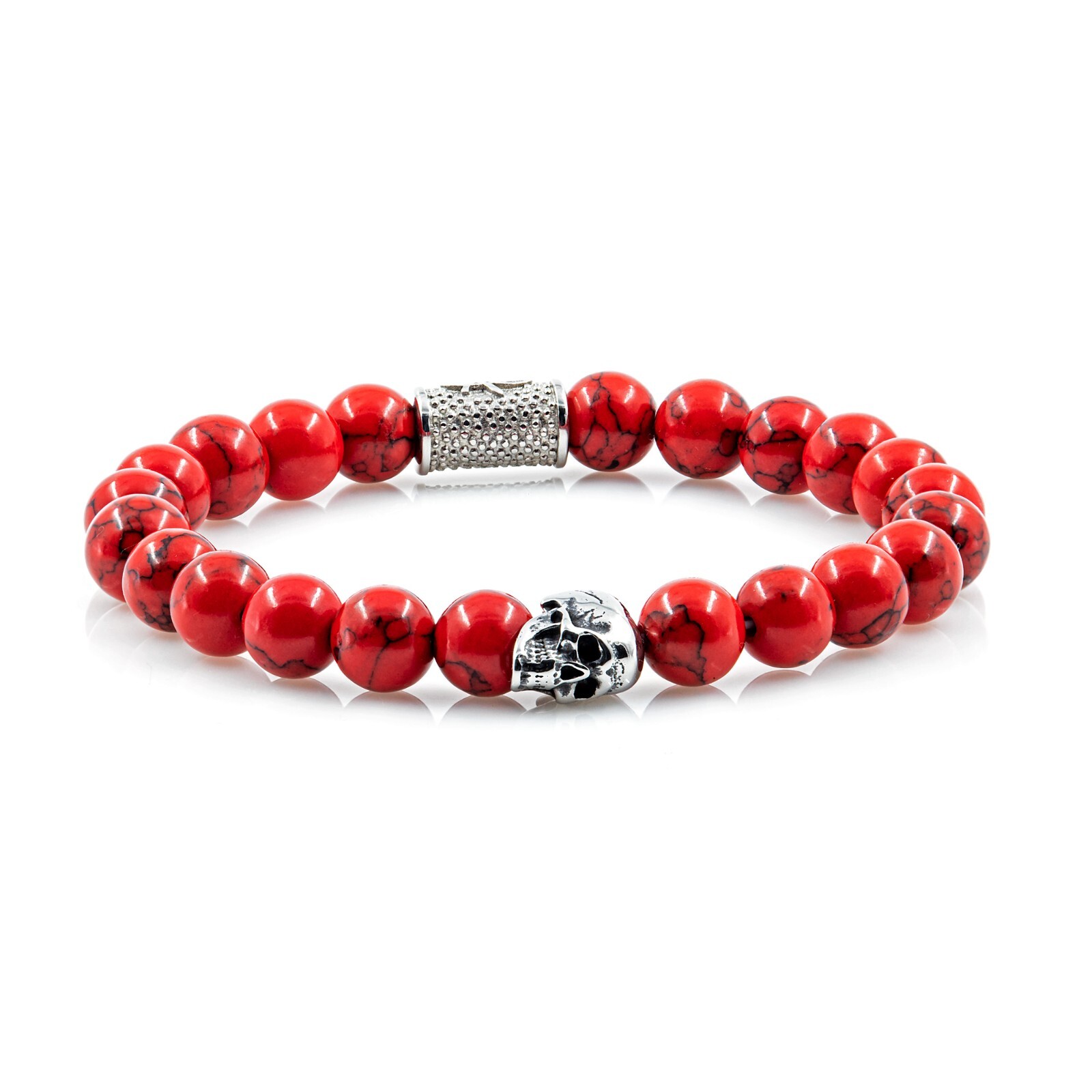 Red Turquoise Bracelet Bracelet Bead Bracelet Skull Stainless Steel