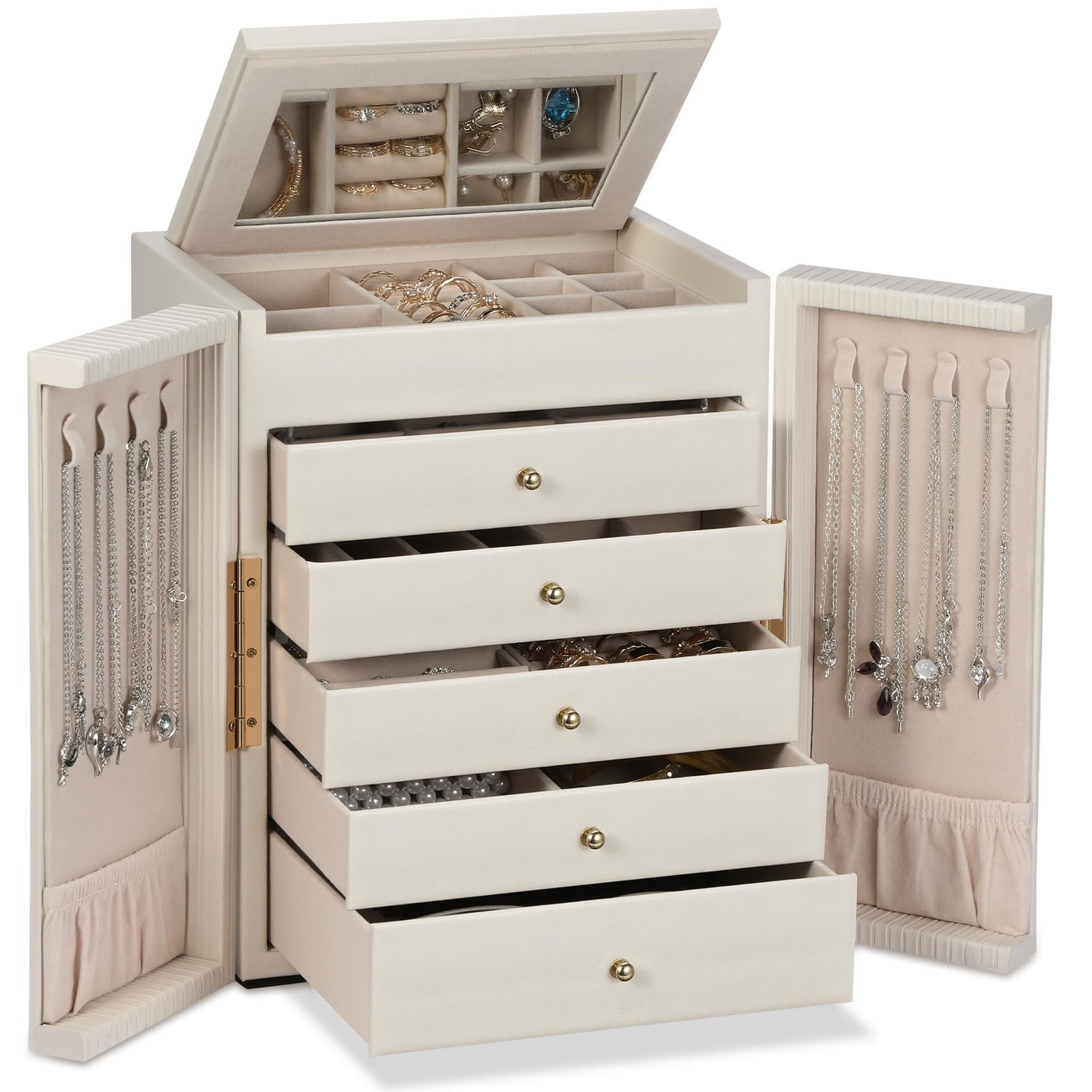 Dajasan Large Jewelry Organizer Box, Boxes for Women Girls, Beige