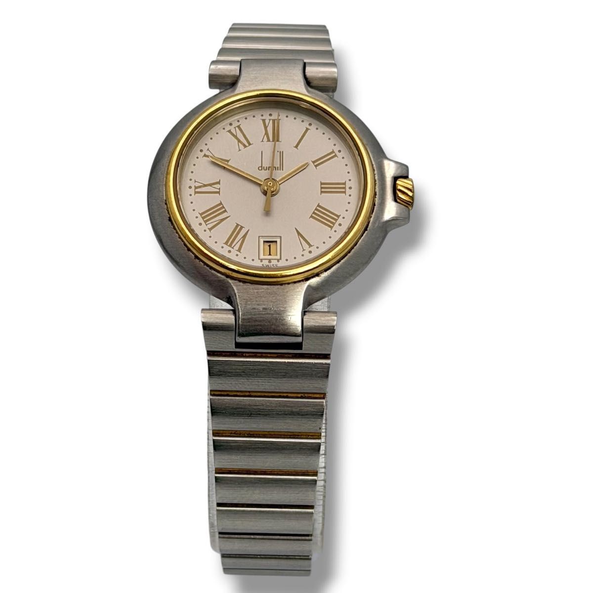 Working dunhill ladies wristwatch quartz combo gold silver
