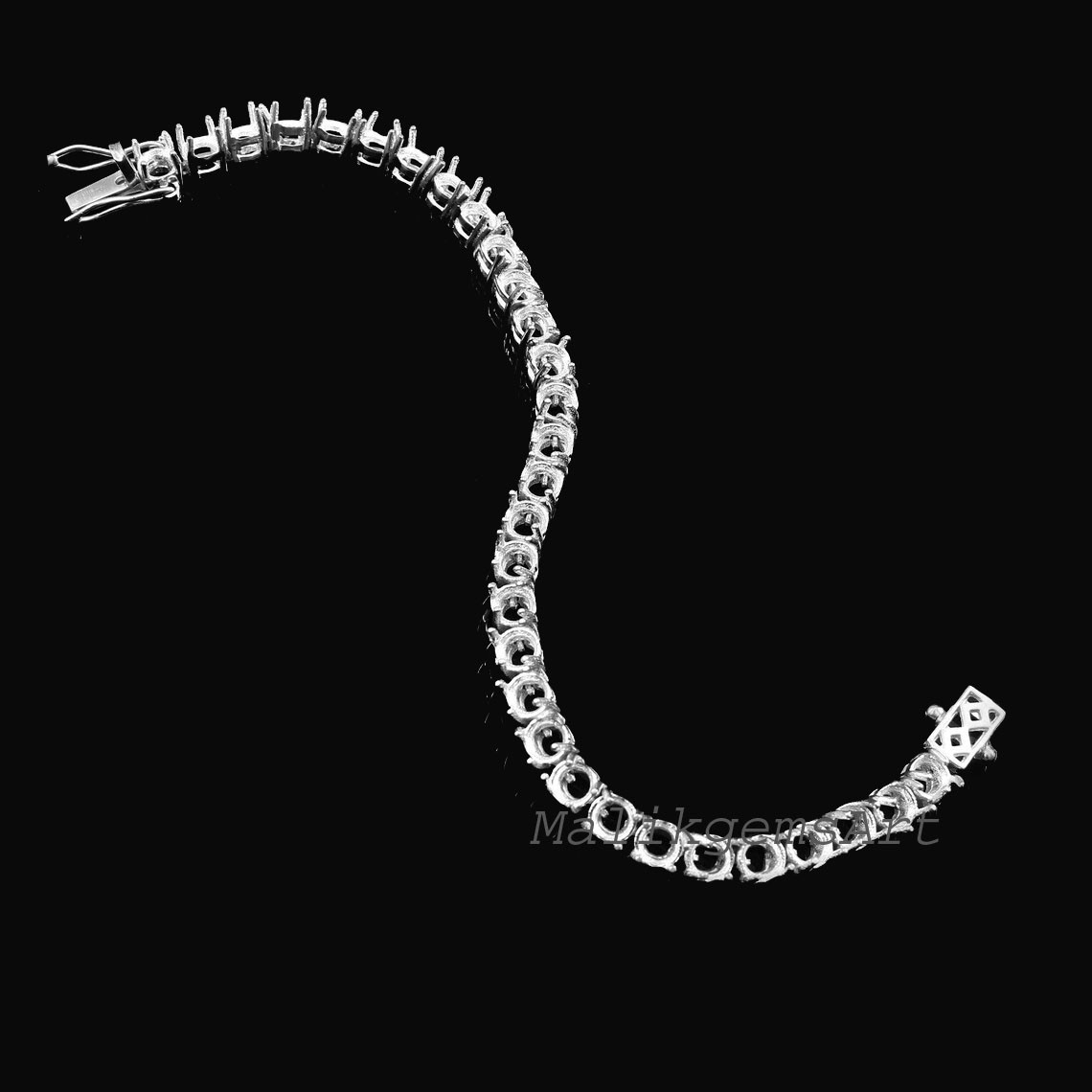 Semi Mount Bracelet 925 Sterling Silver Round Cut 5X5 MM Blank Stone Bracelet #2