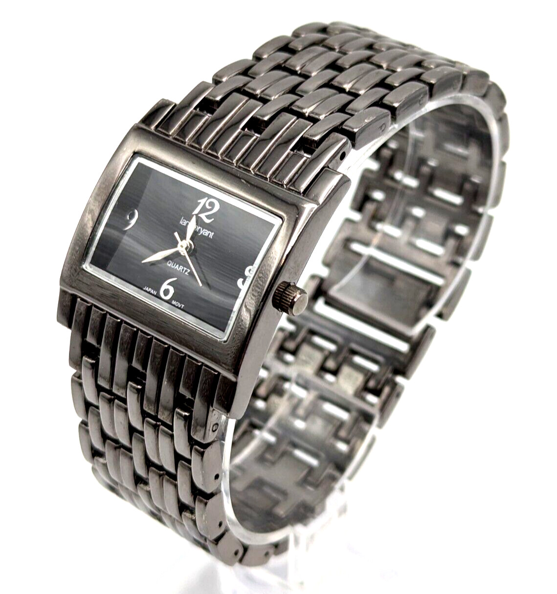 Lane Bryant Ladies Bracelet Watch Wide Band Gray Tone 7 3/4″ New Battery VGC