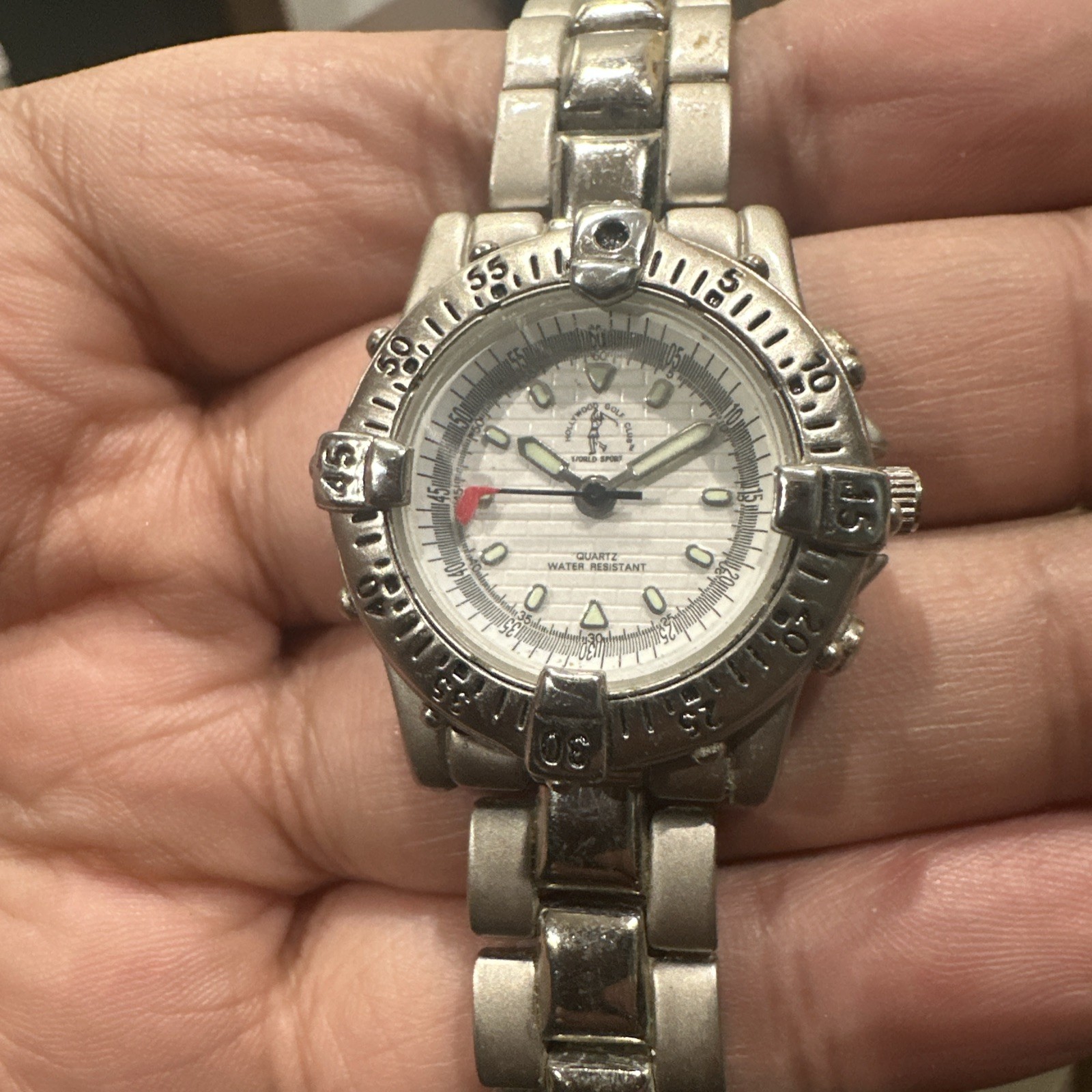 Working Hollywood Golf Club Sports 28mm Silver Womens Watch New Battery Fit 6in
