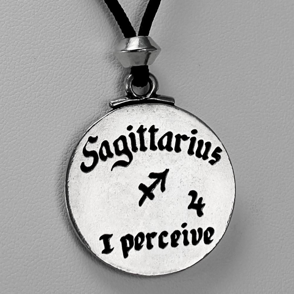 Sagittarius Pendant Zodiac Necklace Astrology Amulet Horoscope Pewter Jewelry