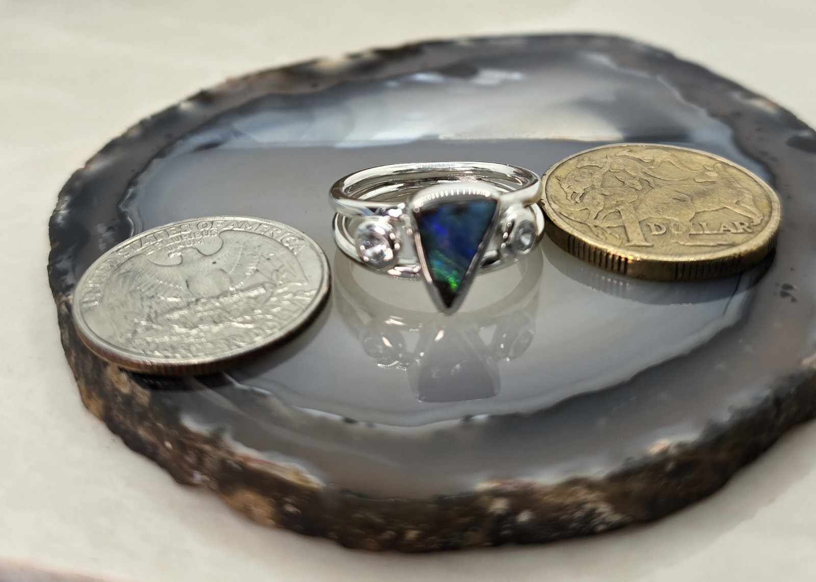 Australian Made Boulder One Off Opal 925 Sterling Silver Ring Unique