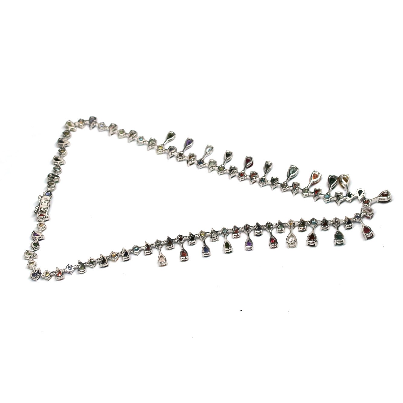 Fancy Color Tourmaline Tanzanite Garnet Topaz…Necklace 17.0 In. 925 Silver