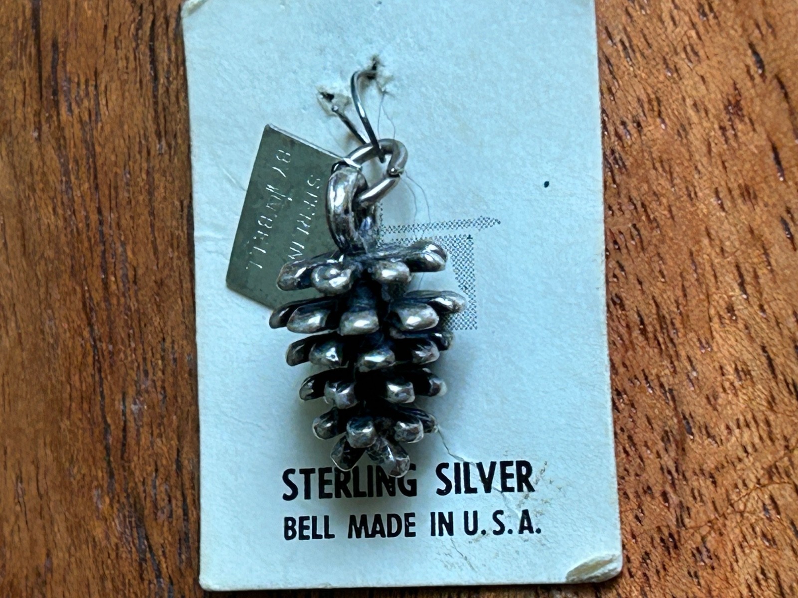 Vintage SS Fred Harvey Era Bell Pinecone Charm Original Card Sequoia Nat’l Park