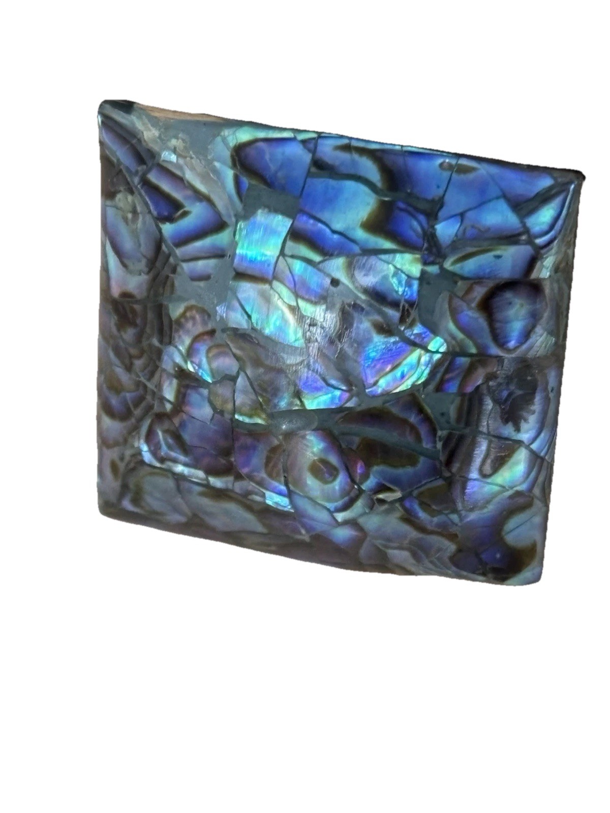 Vintage Square Shape Blue Earrings- Pierced- Measure 1.25 X 1.25 In- Silver Tone
